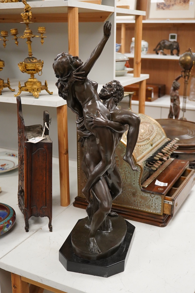 After Giambologna (1529-1608), ‘The Rape of a Sabine’, a patinated bronze raised on black marble base, 75.5cm high